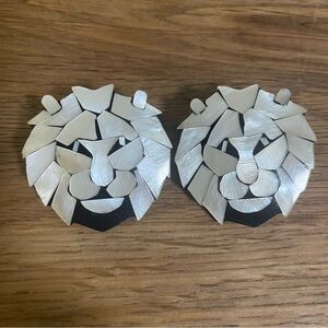 SOLD Vintage Lee Sands Inlaid MOP Lion Earrings